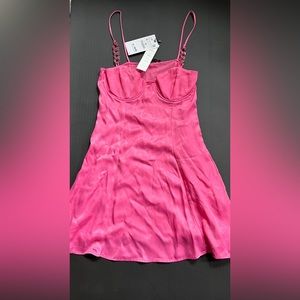 Zara Mini Pink Satin Dress Size Medium